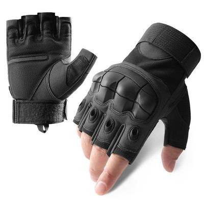 A Pair Outdoor Fingerless Gloves for Men Half Finger Tactical Gloves Combat Gloves Motorcycle Gloves with Hard Knuckle for Driving Cycling Shooting Hiking Hunting Climbing Airsoft Gloves 12CM 03