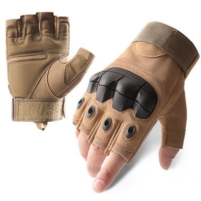 A Pair Outdoor Fingerless Gloves for Men Half Finger Tactical Gloves Combat Gloves Motorcycle Gloves with Hard Knuckle for Driving Cycling Shooting Hiking Hunting Climbing Airsoft Gloves 12CM 01