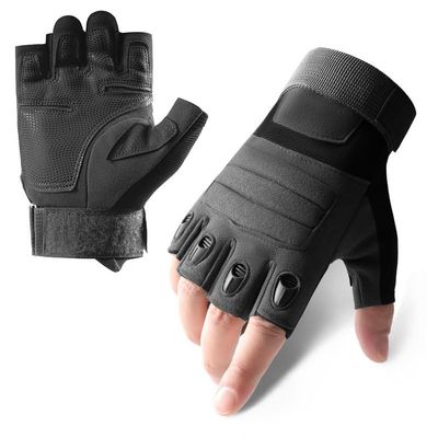 A Pair Outdoor Fingerless Gloves for Men Half Finger Tactical Gloves Combat Gloves Motorcycle Gloves with Hard Knuckle for Driving Cycling Shooting Hiking Hunting Climbing Airsoft Gloves 12CM 13