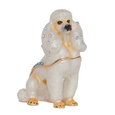 LiuliuBull Poodle Dog Trinket Jewelry Box, Hinged Dog Keepsake Boxes, Miniature Decor, Creative Gifts, Pet Lovers
