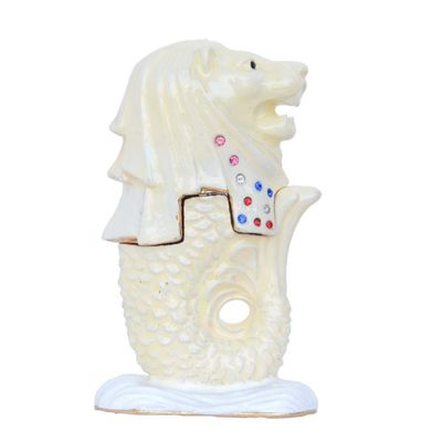 LiuliuBull Merlion Craft Trinket Box, Singapore Ring, Necklace, Earring, Pendant Holder, Novelty Gifts