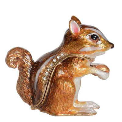 LiuliuBull Jewelled Chipmunk Enameled Trinket Box Animal Decoration Creative Gifts