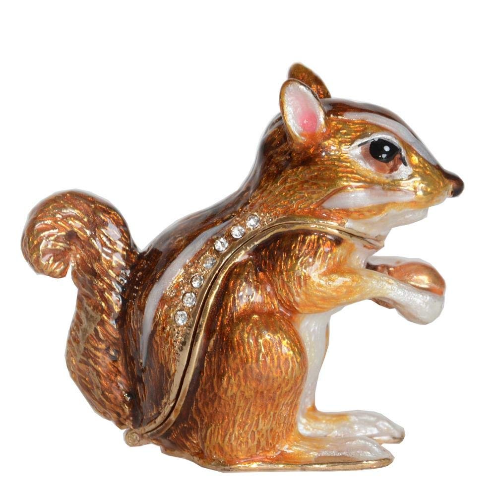 LiuliuBull Jewelled Chipmunk Enameled Trinket Box Animal Decoration Creative Gifts