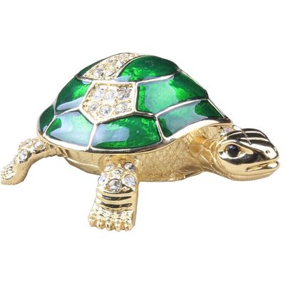 LiuliuBull Crafts Turtle Bejeweled Trinket Box, Metal Jewelry Holder, Birthday Gifts, Collectibles
