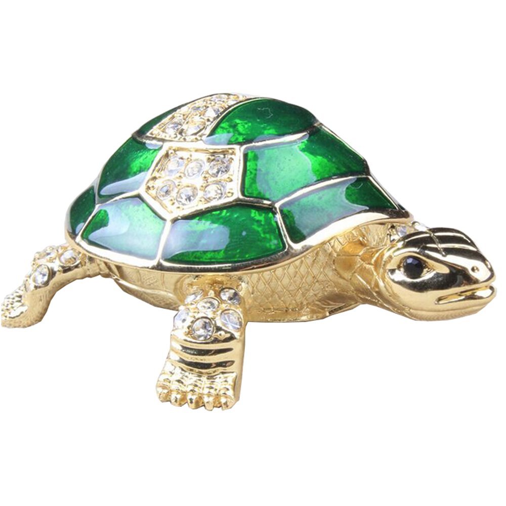 LiuliuBull Crafts Turtle Bejeweled Trinket Box, Metal Jewelry Holder, Birthday Gifts, Collectibles