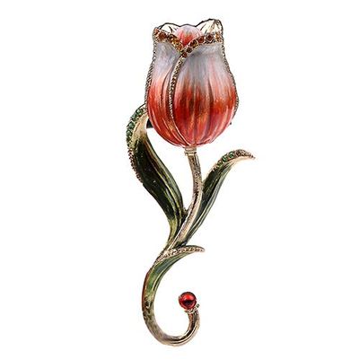 LiuliuBull Tulip Flower Trinket Box, Necklace Holder, Holiday Decoration, Valentine, Mother's Day Gift (Color : Red)