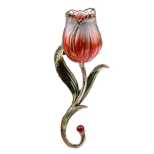 LiuliuBull Tulip Flower Trinket Box, Necklace Holder, Holiday Decoration, Valentine, Mother's Day Gift (Color : Red)