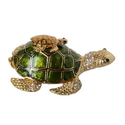 LiuliuBull Vintage Decoration Tortoise Crafts Turtle Bejeweled Trinket Box Metal Jewelry Box Birthday Gifts