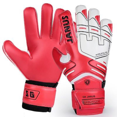 PLbSe Soccer Goalkeeper Gloves Goalie Training Gloves Strong Grip Anti-Slip and Breathable for Adults and Children (Red,9)