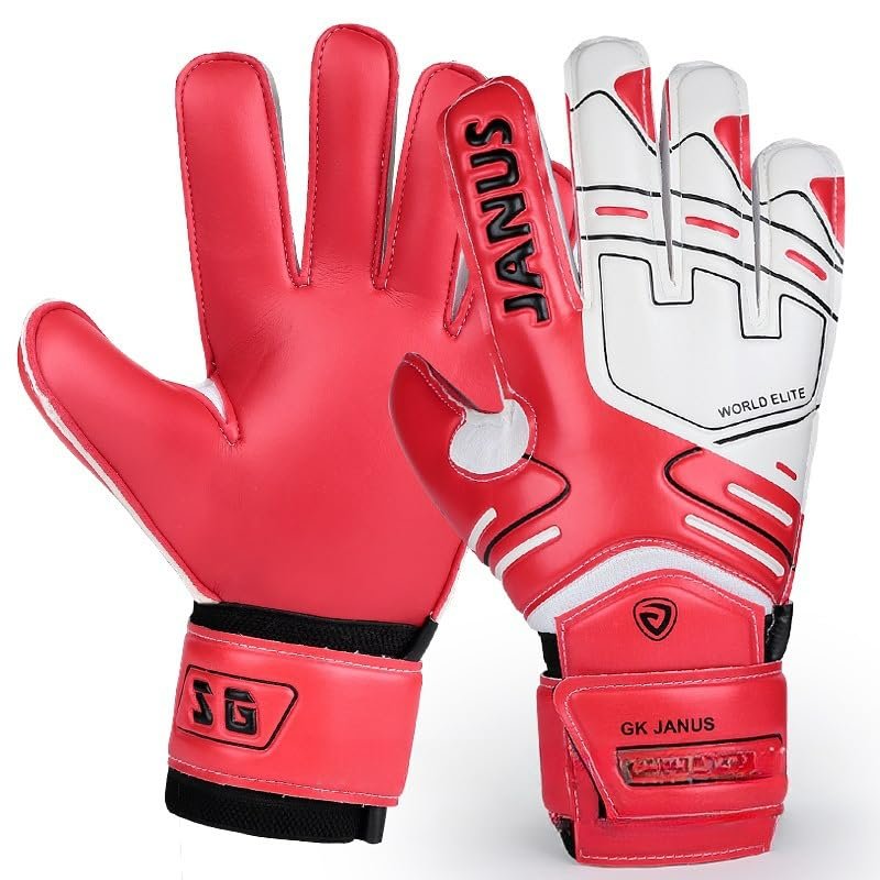 PLbSe Soccer Goalkeeper Gloves Goalie Training Gloves Strong Grip Anti-Slip and Breathable for Adults and Children (Red,9)