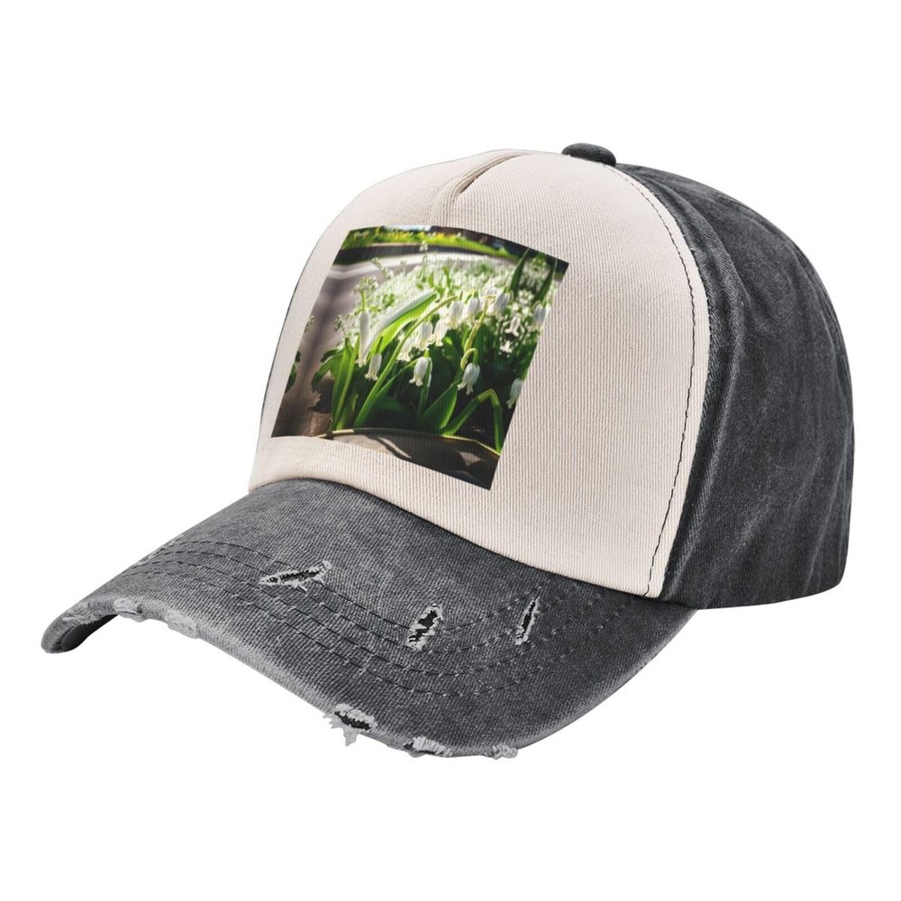 Bell Orchid Print Sporty Cap for All Seasons,Unisex Baseball Cap,Ideal Fishing Hat for Men and Women