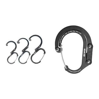 GEAR AID HEROCLIP Carabiner Clip and Hook (Medium, Small, Mini) for Camping, Backpack & HEROCLIP Carabiner Clip and Hook (Small) for Purse, Stroller, and Backpack, Stealth Black