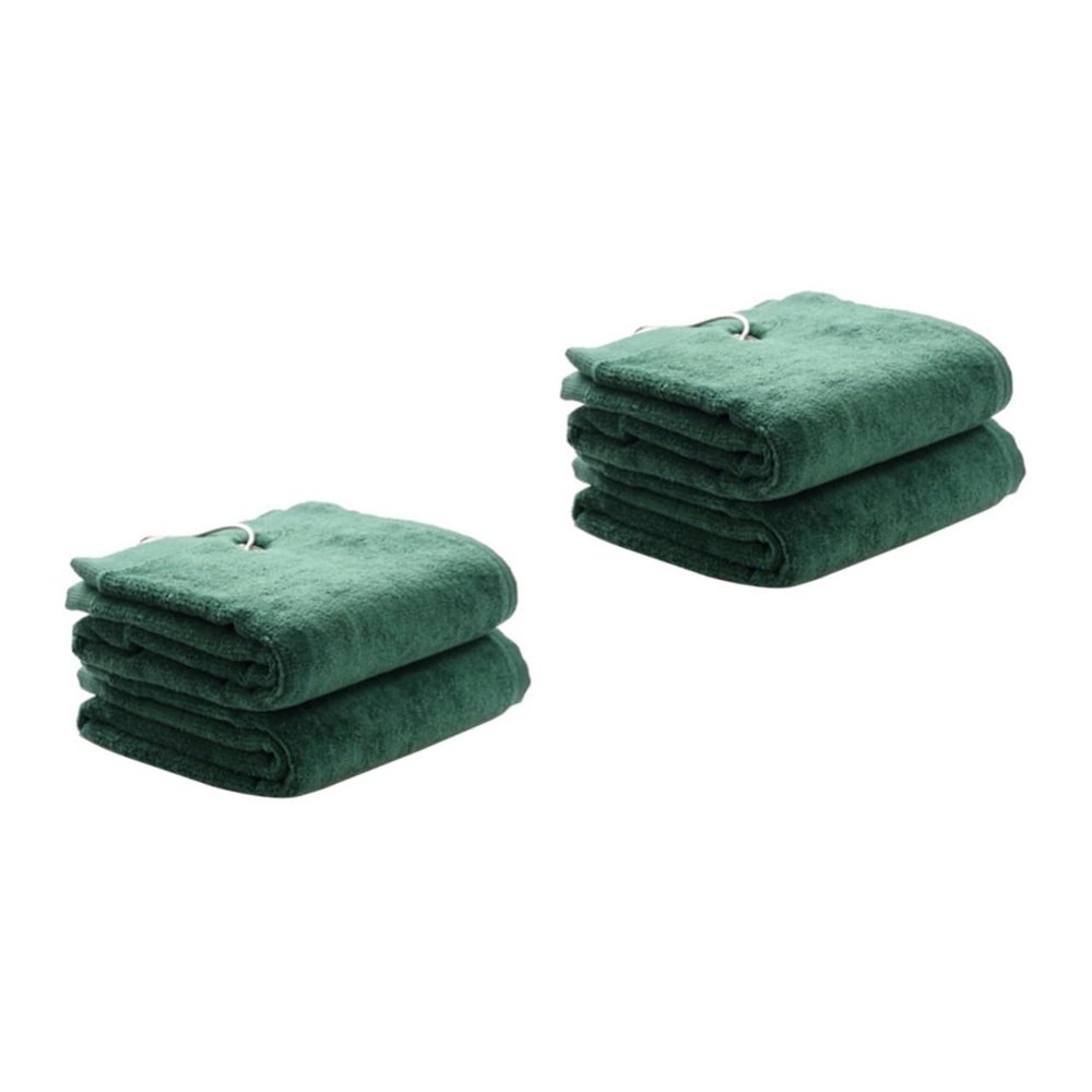 Yardwe 2pcs Hanging Towel Set Super Absorbent Microfiber Golf Towel Quick Drying Fleece for Beach Gym Camping Yoga Includes Storage Bag Green
