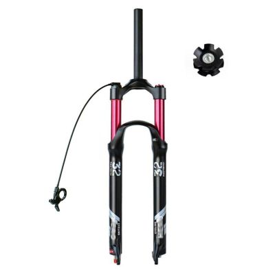 ZECHAO 26/27.5/29in Mountain Bike Suspension Fork,Aluminum Alloy 130mm Travel Quick Release Disc Brake Shock Absorber Spring Front Fork 1-1/2" (Color : Straight Remote Lock, Size : 29inch)