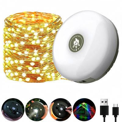 Fay Bless Portable Flashlights with String Lights, Rechargeable LED String Torch (32Ft) (Multi Color Round)
