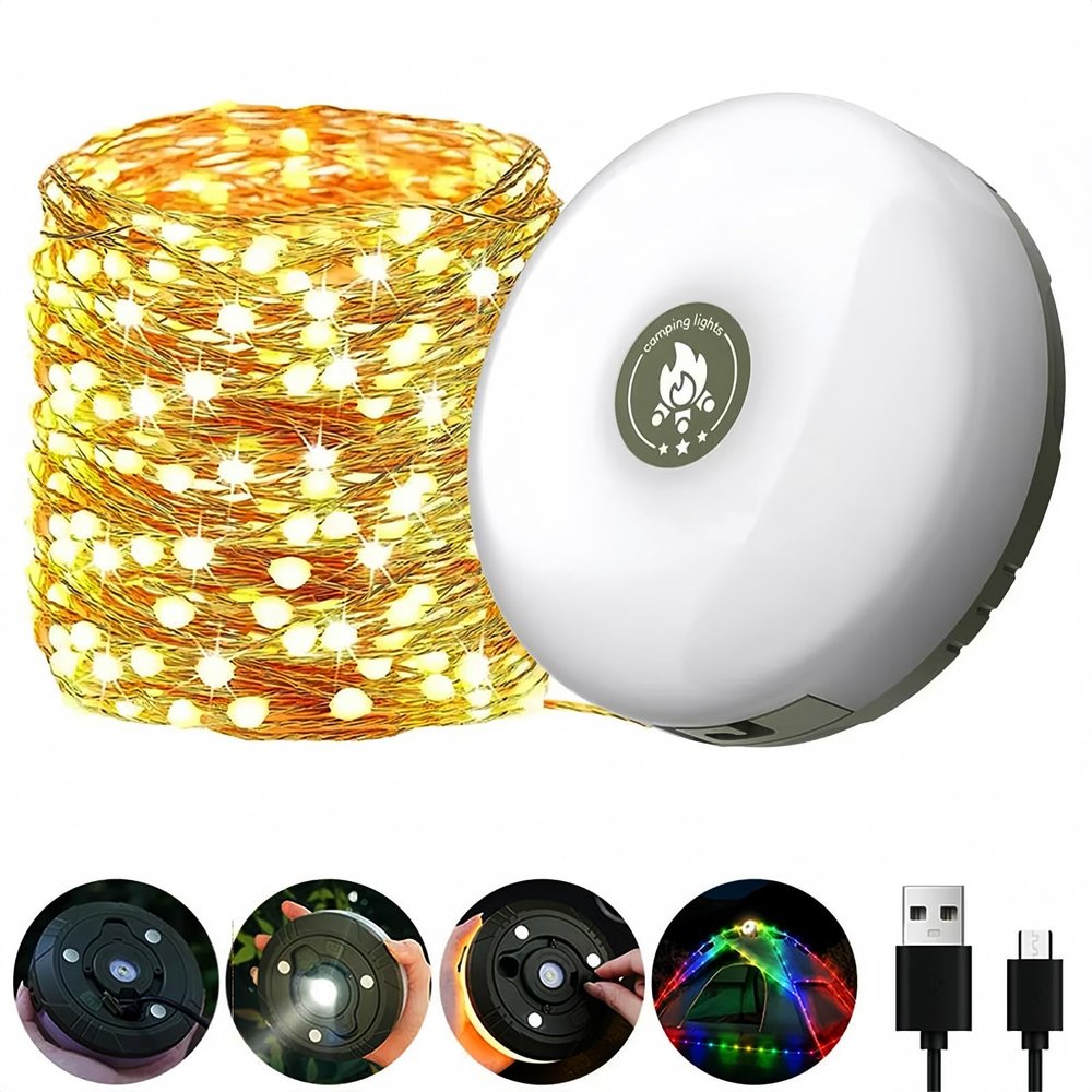 Fay Bless Portable Flashlights with String Lights, Rechargeable LED String Torch (32Ft) (Multi Color Round)