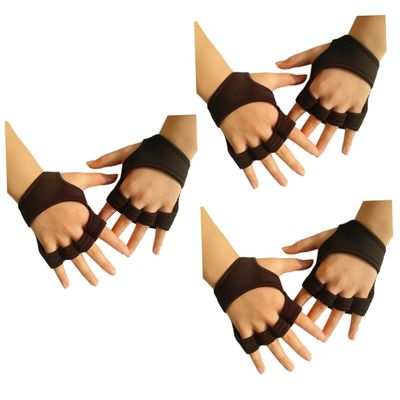 Yardwe 3pcs Fingerless Workout Gloves for Men Women Gym Weight Lifting Gloves Non-Slip Silicone Padded Wrist Strap Palm Protection