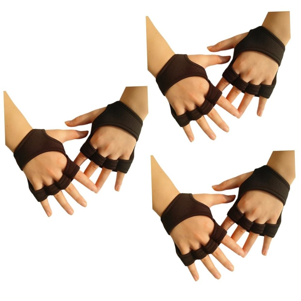 Yardwe 3pcs Fingerless Workout Gloves for Men Women Gym Weight Lifting Gloves Non-Slip Silicone Padded Wrist Strap Palm Protection