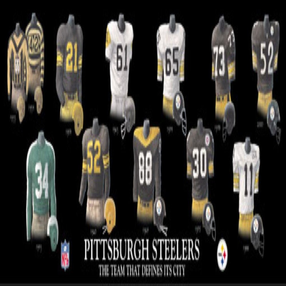 Framed and Matted Evolution History Steelers of Pittsburgh Uniforms Print