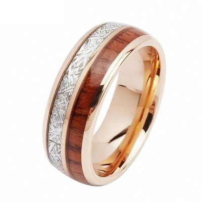 8 mm Men's Tungsten Carbide Rings for Wood and Silver Silk Inlay Engagement Wedding Bands Jewelry
