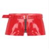 LiiYii Men's Shiny Latex Boxer Shorts Adjustable Waistband Zipper Pouch Boxer Briefs Club Costume Red 3X-Large view 1