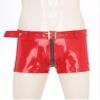 LiiYii Men's Shiny Latex Boxer Shorts Adjustable Waistband Zipper Pouch Boxer Briefs Club Costume Red 3X-Large view 3