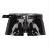 LiiYii Men's Shiny Latex Boxer Shorts Adjustable Waistband Zipper Pouch Boxer Briefs Club Costume Black 3X-Large view 1