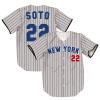 TIFIYA New York SOTO 22 Stripes Baseball Jersey NY Short Sleeve Button Shirts for Young Men Women T261-Grey-M view 1