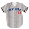 TIFIYA New York SOTO 22 Stripes Baseball Jersey NY Short Sleeve Button Shirts for Young Men Women T261-Grey-M view 2