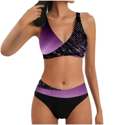 Womens High Waisted Thong Bikini Sets Sexy Tank Top High Cut V Neck Sporty Two Piece Swimsuit Bathing Suits Swimwear