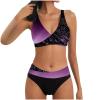 Womens High Waisted Thong Bikini Sets Sexy Tank Top High Cut V Neck Sporty Two Piece Swimsuit Bathing Suits Swimwear view 1