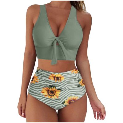 Women Bikini Sets Two Piece Swimsuit Sexy Swimwear Halter Triangle V Neck Adjustable Straps Bathing Suits with Bottom