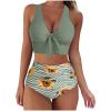 Women Bikini Sets Two Piece Swimsuit Sexy Swimwear Halter Triangle V Neck Adjustable Straps Bathing Suits with Bottom view 1