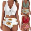 Women Bikini Sets Two Piece Swimsuit Sexy Swimwear Halter Triangle V Neck Adjustable Straps Bathing Suits with Bottom view 2