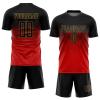 Custom Black Red Gold Soccer Jersey Personalized Soccer Shirts and Shorts for Men Women Youth Sports Uniform with Team Name Number Logo view 1