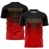 Custom Black Red Gold Soccer Jersey Personalized Soccer Shirts and Shorts for Men Women Youth Sports Uniform with Team Name Number Logo view 2