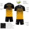 Custom Black Yellow Soccer Jersey Personalized Soccer Shirt Shorts for Men Women Youth Boys with Team Name Number Logo view 3