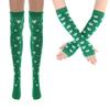 Urieo St. Patrick's Day Socks Green Over Knee Thigh High Stockings Shamrock Irish Costume Long Fingerless Arm Leg Warmers Set for Women view 1