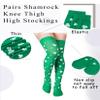 Urieo St. Patrick's Day Socks Green Over Knee Thigh High Stockings Shamrock Irish Costume Long Fingerless Arm Leg Warmers Set for Women view 4