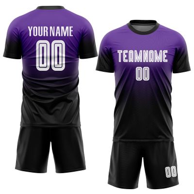 Custom Gradient Soccer Shirt Personalized Purple Black White Men Soccer Shirts Boys Sports Uniform with Team Name Number Logo