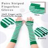 Urieo St. Patrick's Day Socks Green Over Knee Thigh High Stockings Striped Irish Costume Long Fingerless Arm Leg Warmers Set for Women view 3