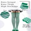 Urieo St. Patrick's Day Socks Green Over Knee Thigh High Stockings Striped Irish Costume Long Fingerless Arm Leg Warmers Set for Women view 4