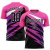 Custom Pink Black White Soccer Jersey for Men Women Personalized Boys Soccer Shirts and Shorts with Team Name Number Logo view 2