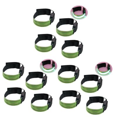 Yardwe 12pcs High Visibility Led Bracelet Reflective Running Armband for Night Lightweight Flexible