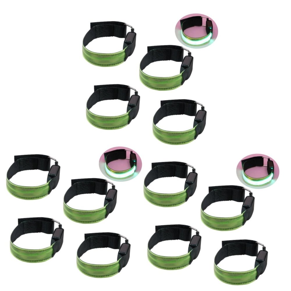 Yardwe 12pcs High Visibility Led Bracelet Reflective Running Armband for Night Lightweight Flexible