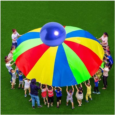 IBDRY Rainbow Parachute for Toddlers with Ocean Ball, Toddler Adult Teamwork Parent-Child Game Colourful Parachute (Size : 11m/36.08ft)