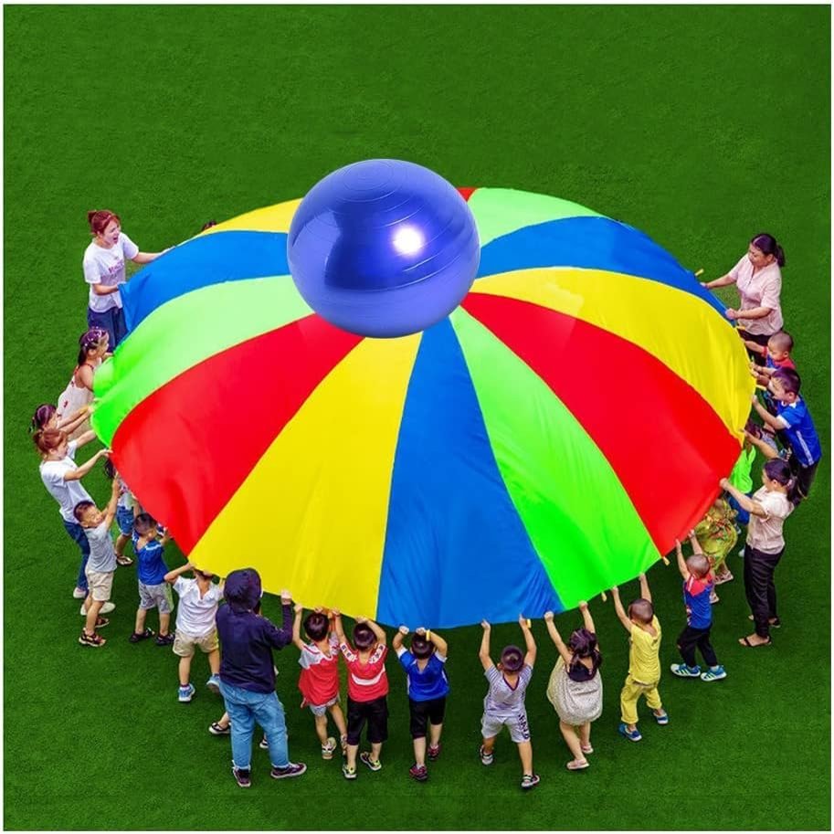 IBDRY Rainbow Parachute for Toddlers with Ocean Ball, Toddler Adult Teamwork Parent-Child Game Colourful Parachute (Size : 11m/36.08ft)
