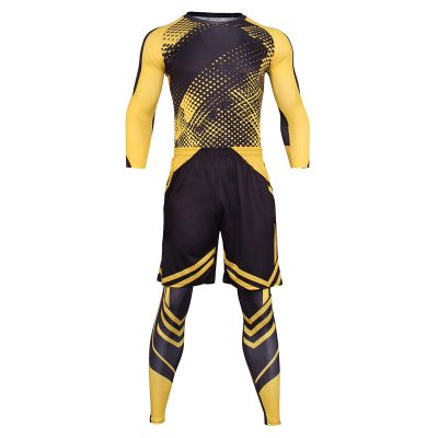 xoxingysm Mens Workout Set Compression Shirt & Shorts Sport Base Layer Suit Quick Dry Moisture-Wicking Valentine Gift Yellow