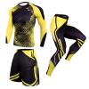 xoxingysm Mens Workout Set Compression Shirt & Shorts Sport Base Layer Suit Quick Dry Moisture-Wicking Valentine Gift Yellow view 2