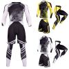 xoxingysm Mens Workout Set Compression Shirt & Shorts Sport Base Layer Suit Quick Dry Moisture-Wicking Valentine Gift Yellow view 4